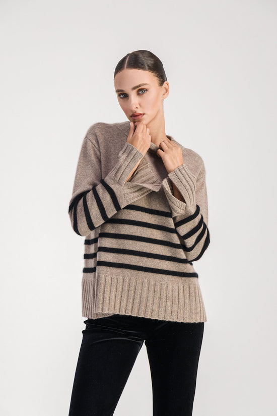 Pull marinière taupe moyen