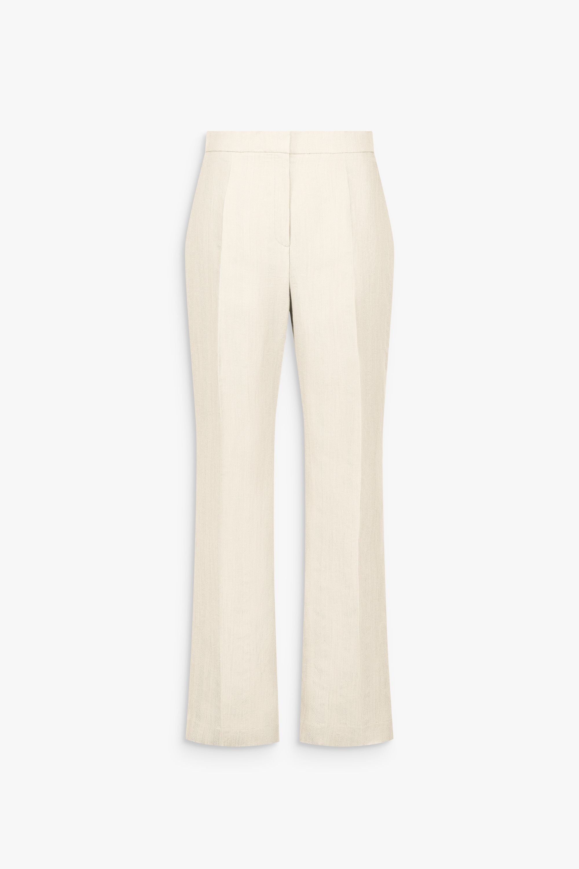 Pantalon en lin mélangé jaune clair à la ligne épurée.