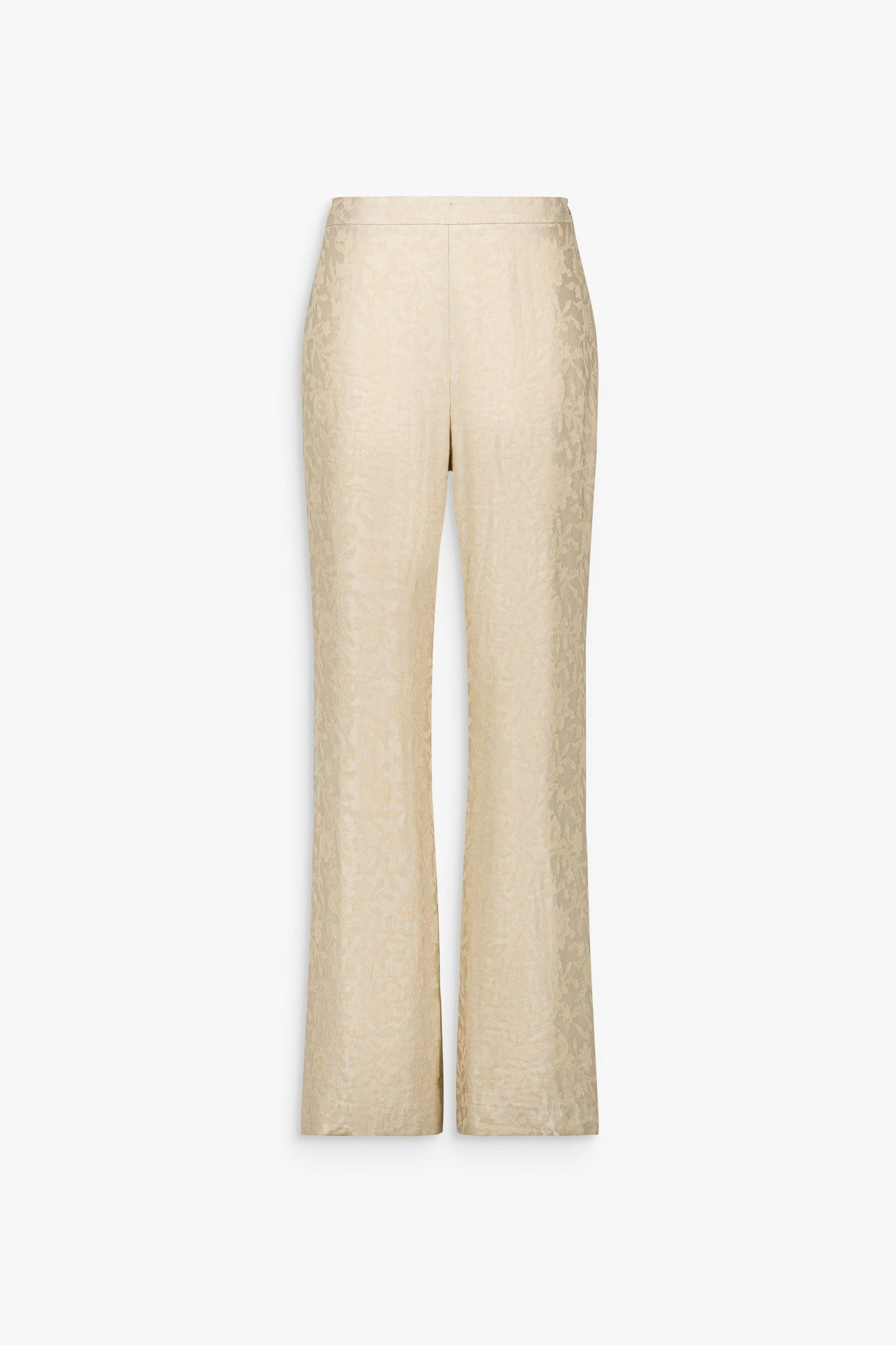 Pantalon droit large jacquard de lin floral