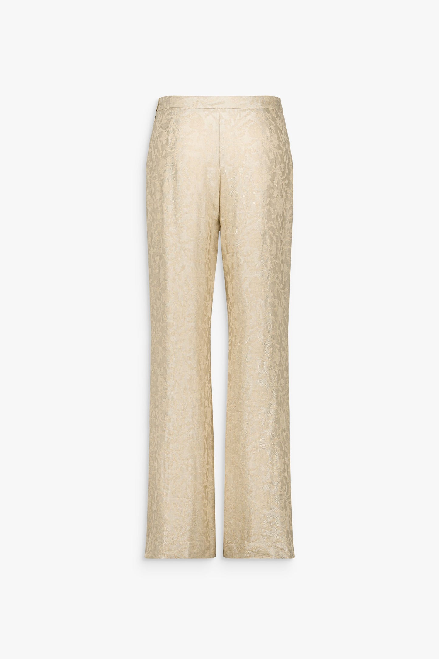 Pantalon droit large jacquard de lin floral