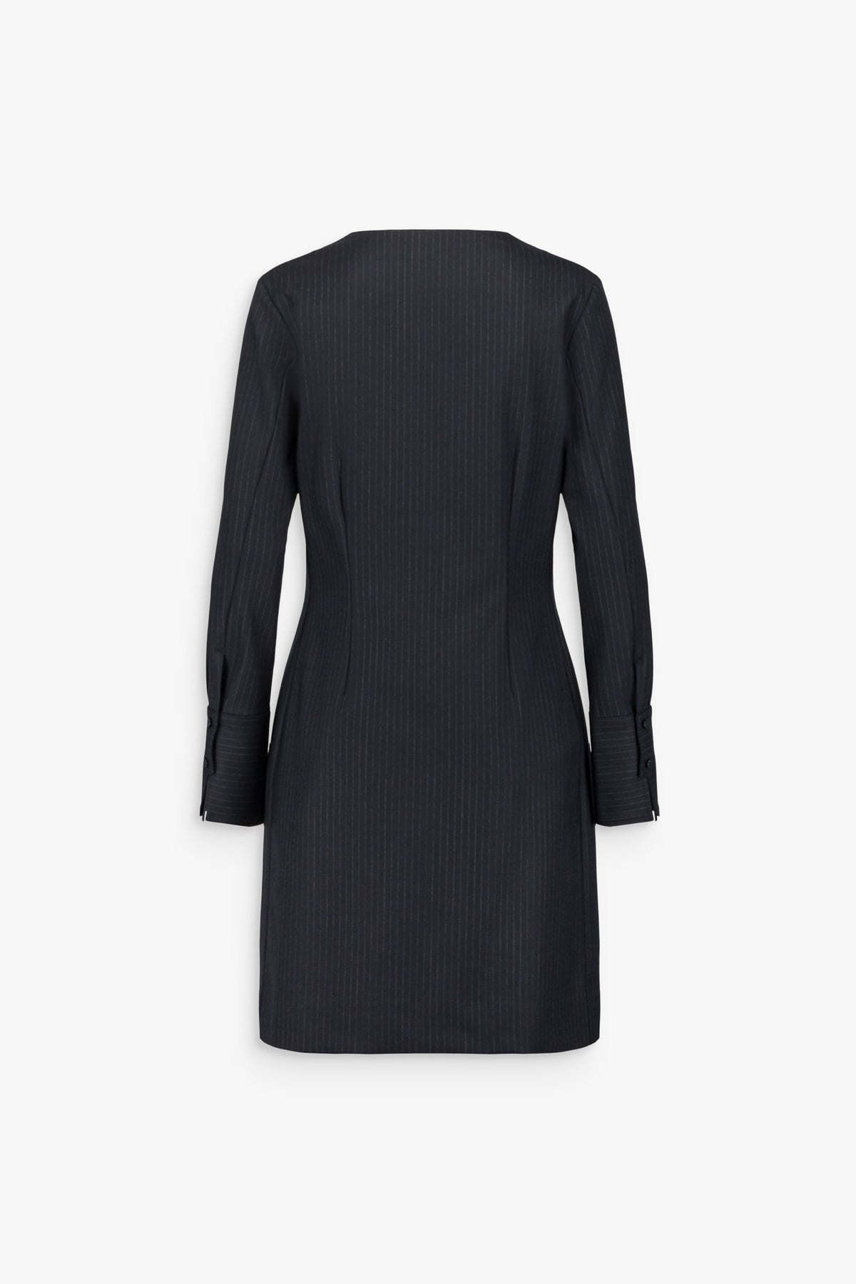 Robe droite en laine rayée marine