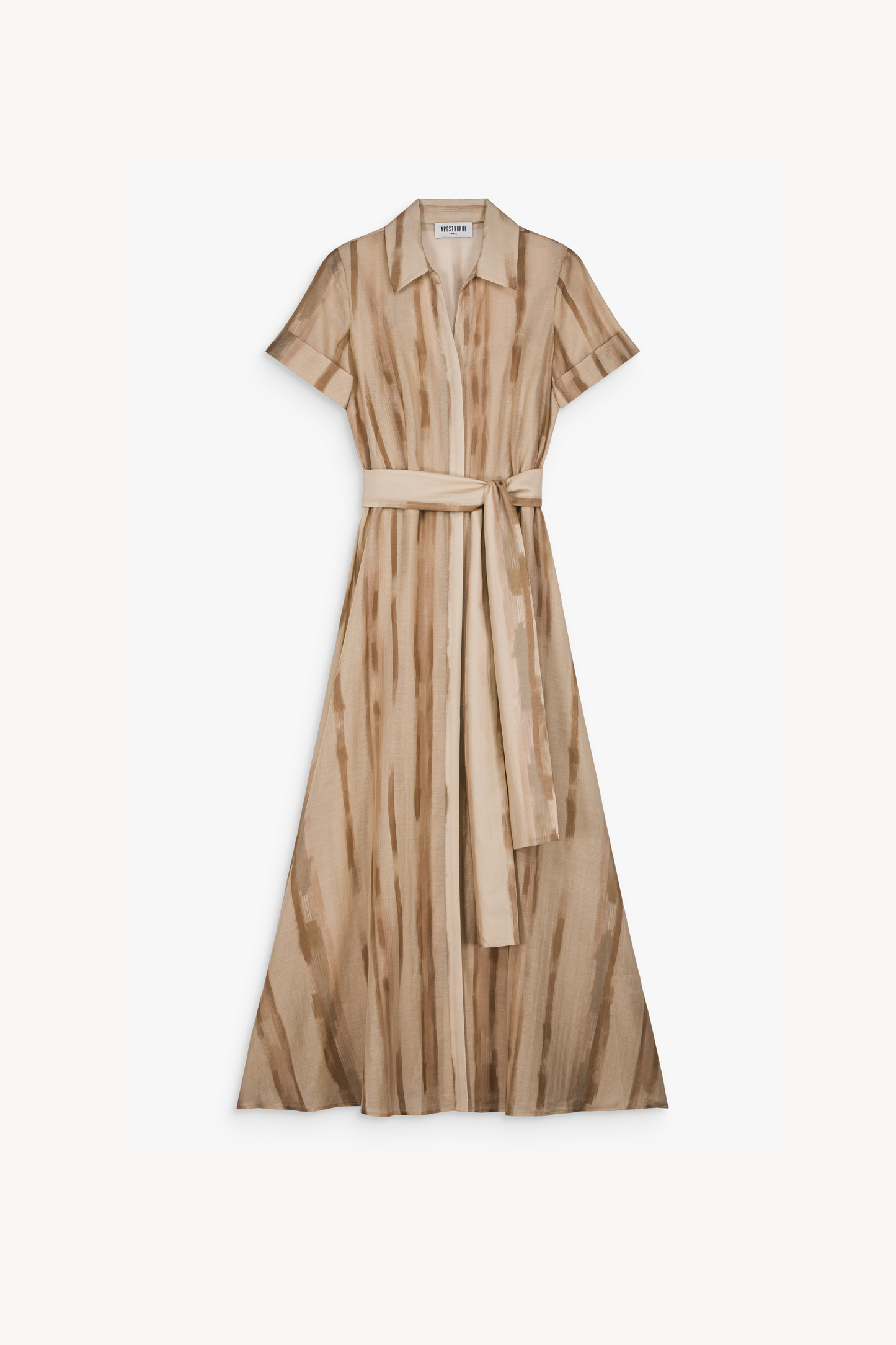 Robe chemise ceinturée en coton soie