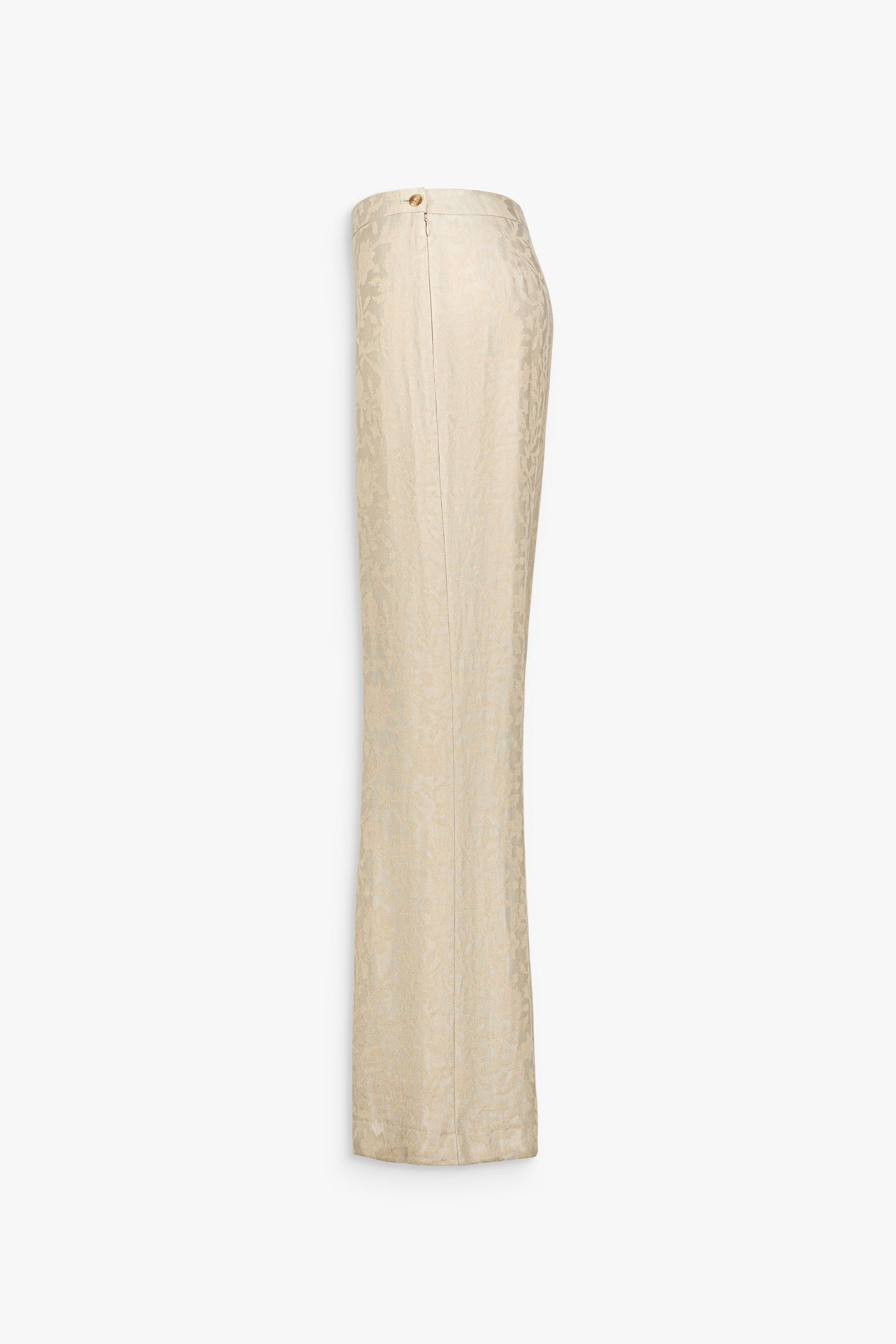 Pantalon droit large jacquard de lin floral