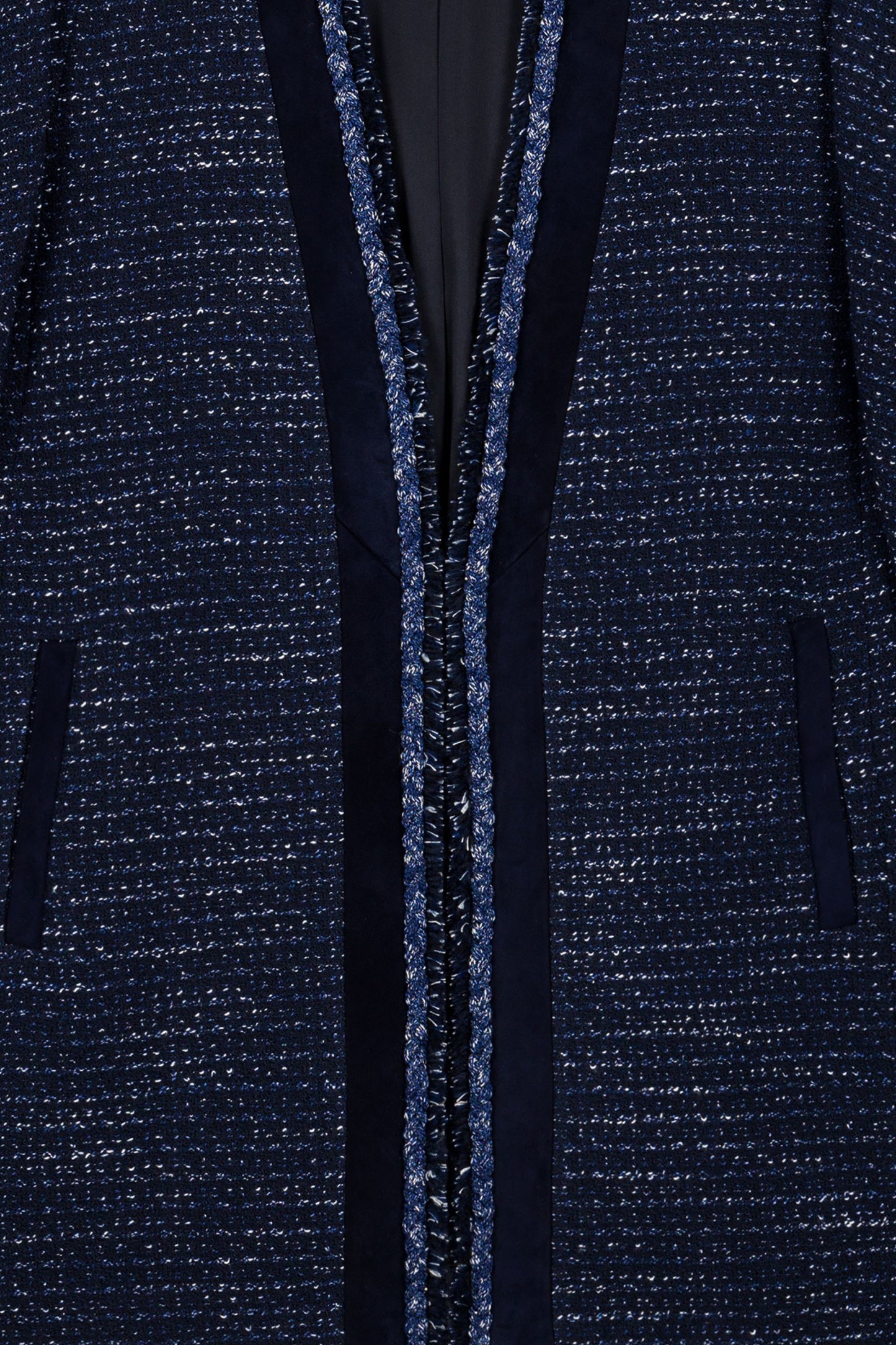 Flowing navy tweed coat