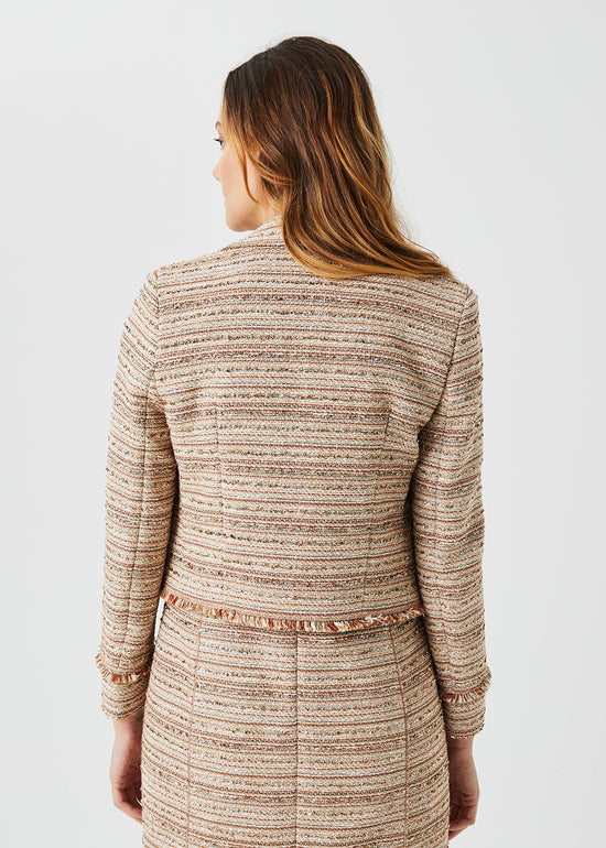 VESTE COURTE EN TWEED BEIGE