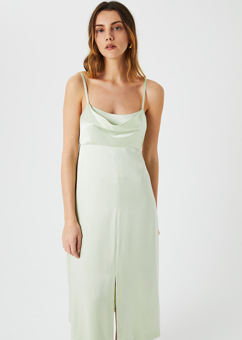 ROBE COL BENITIER VERT PALE