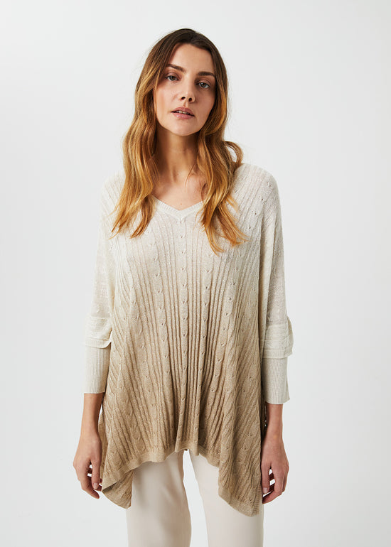 Pull poncho tie and dye beige