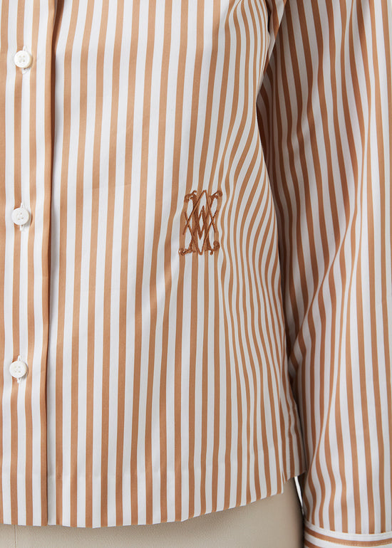 CHEMISE COURTE À RAYURES BEIGE