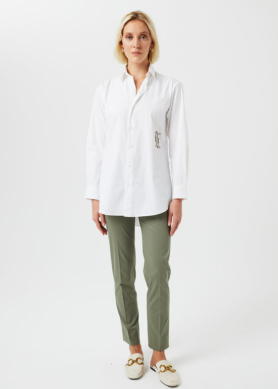 PANTALON EN SATIN DE COTON KAKI