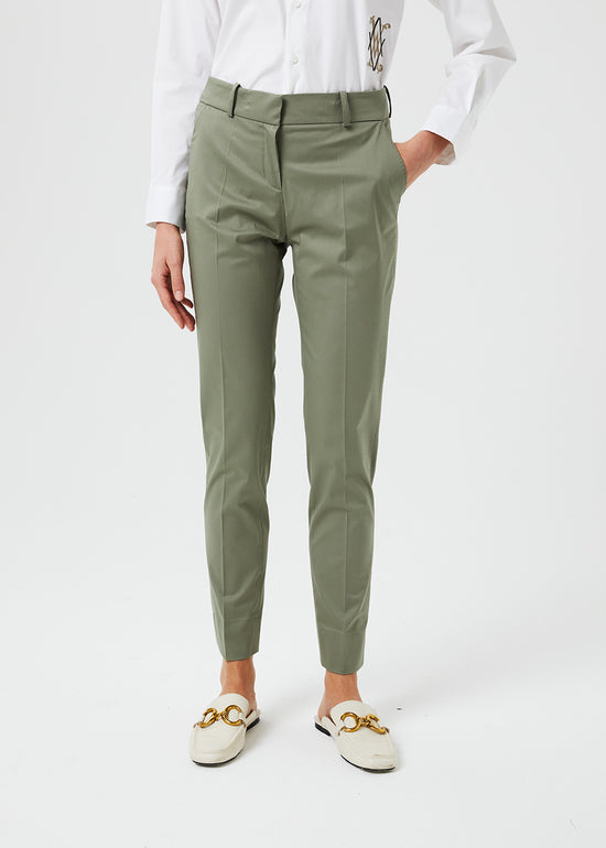 PANTALON EN SATIN DE COTON KAKI