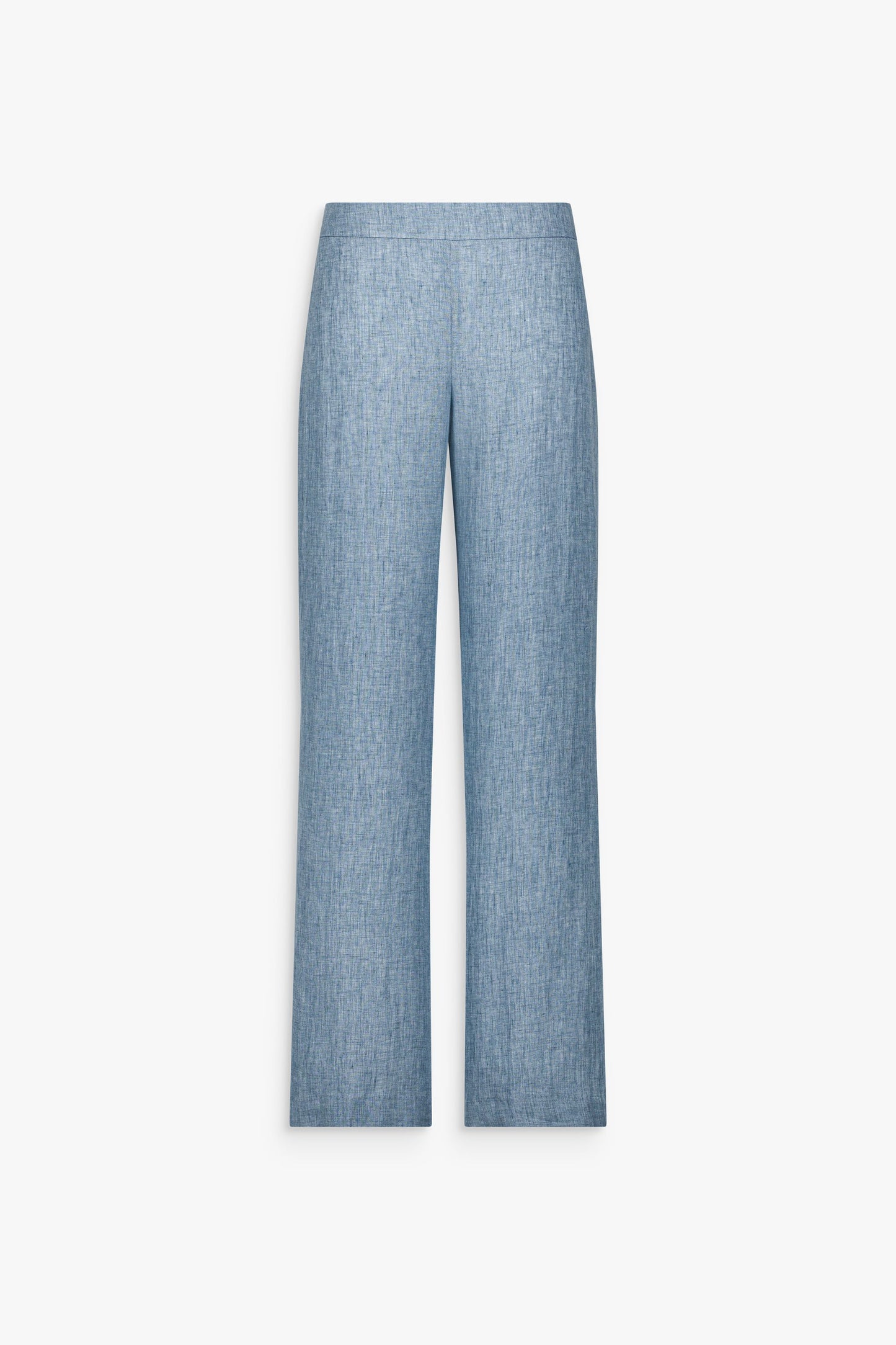 Pantalon droit bleu denim en lin