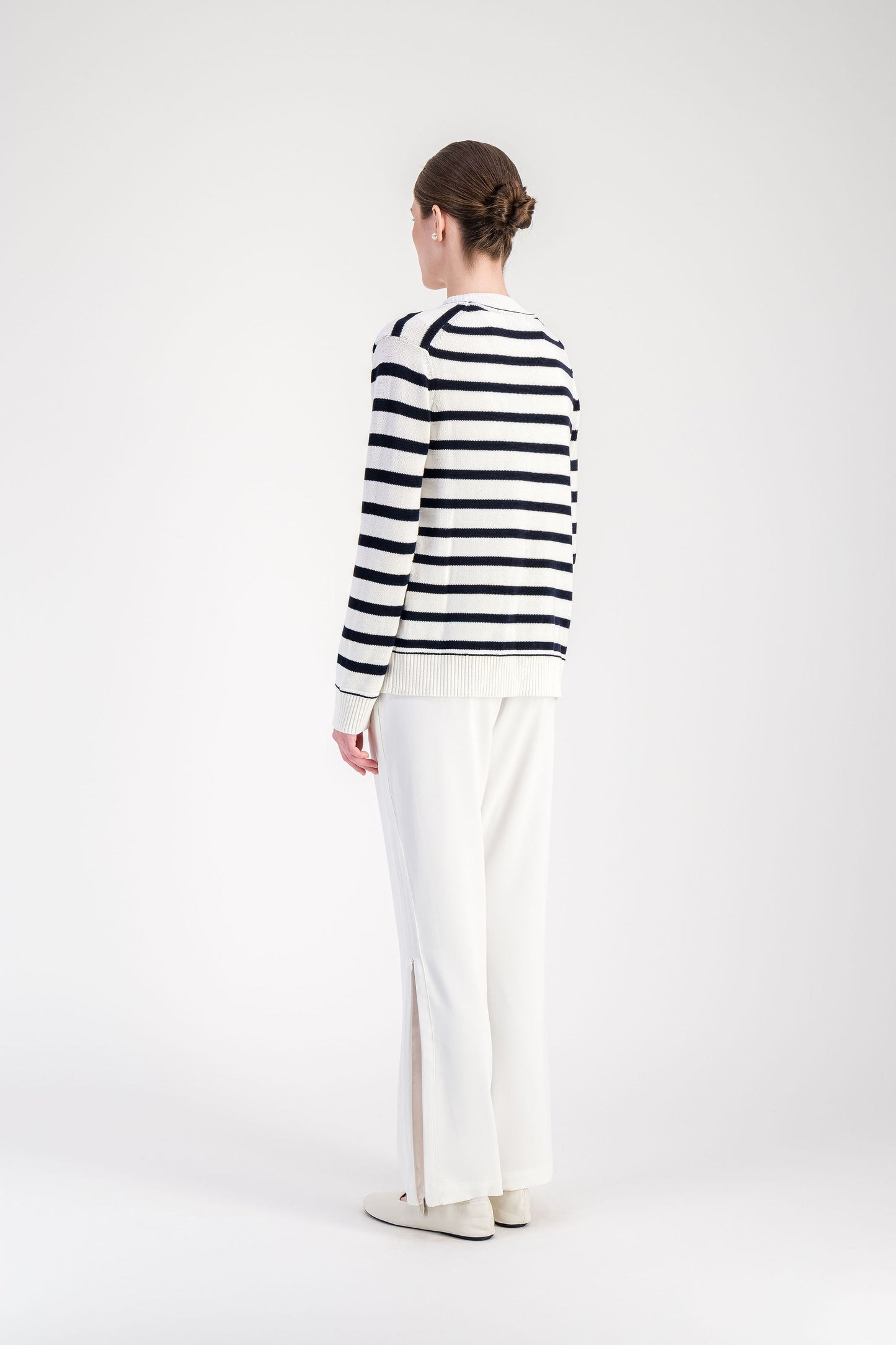 Cardigan droit marine rayé