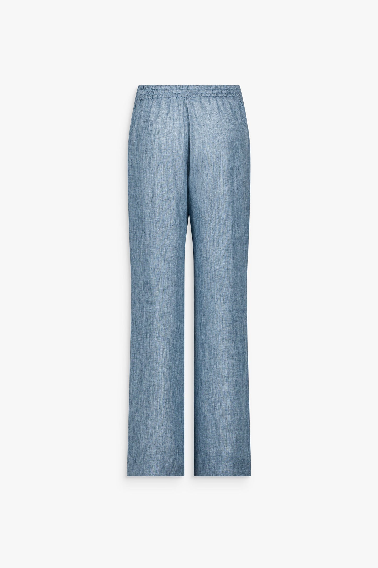 Pantalon droit bleu denim en lin