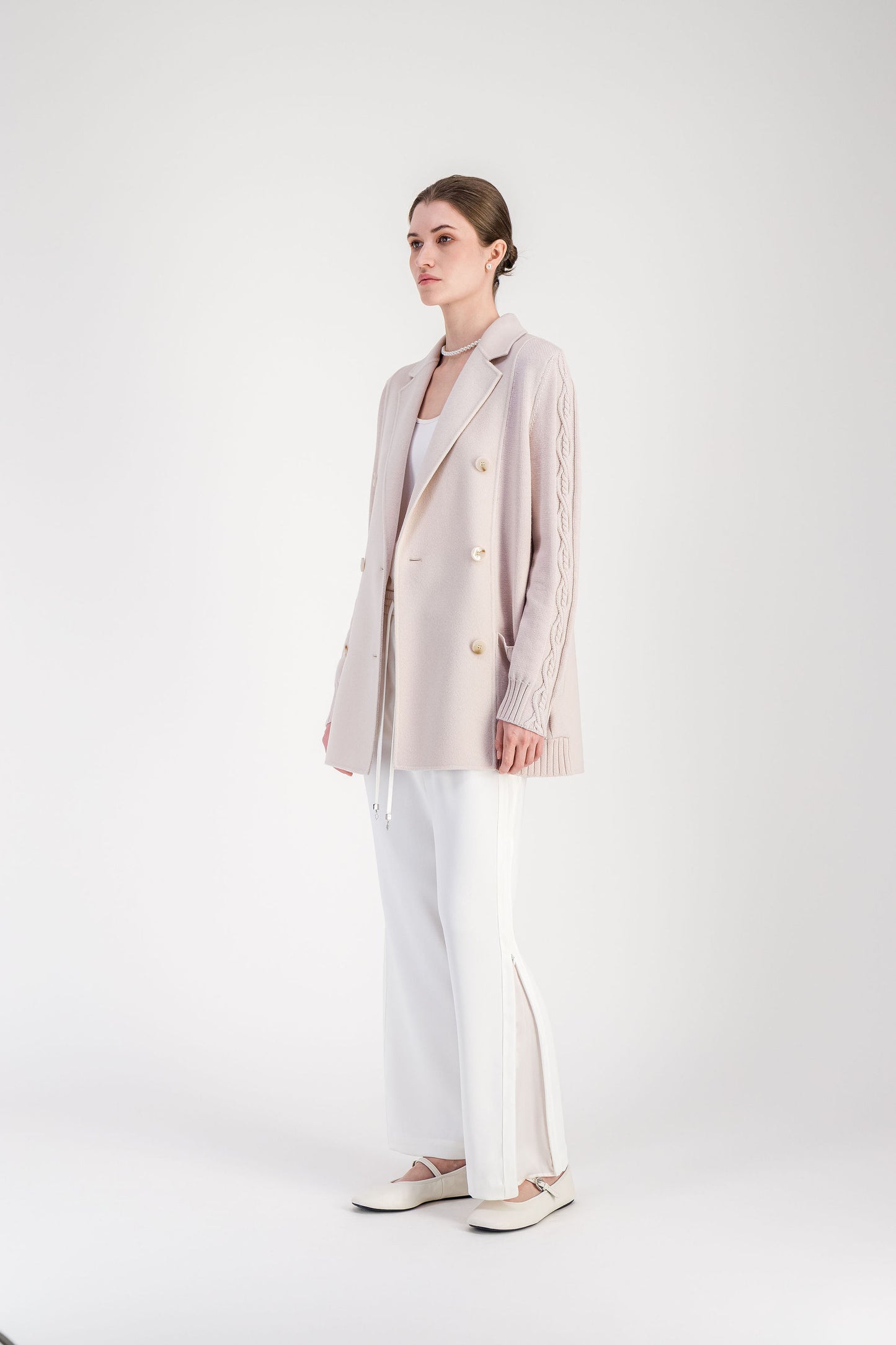 Manteau croisé beton en double face