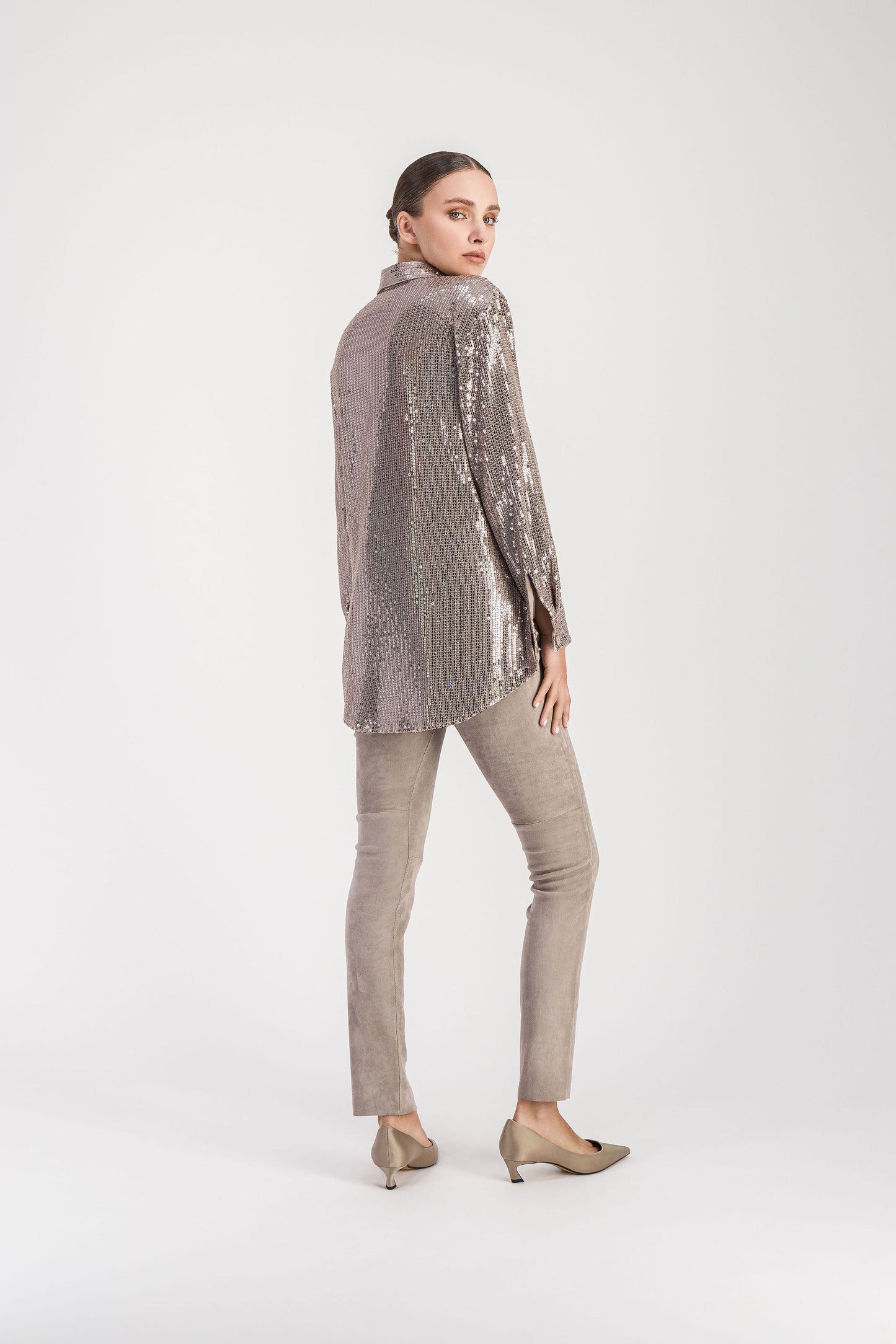 Medium taupe sequin shirt