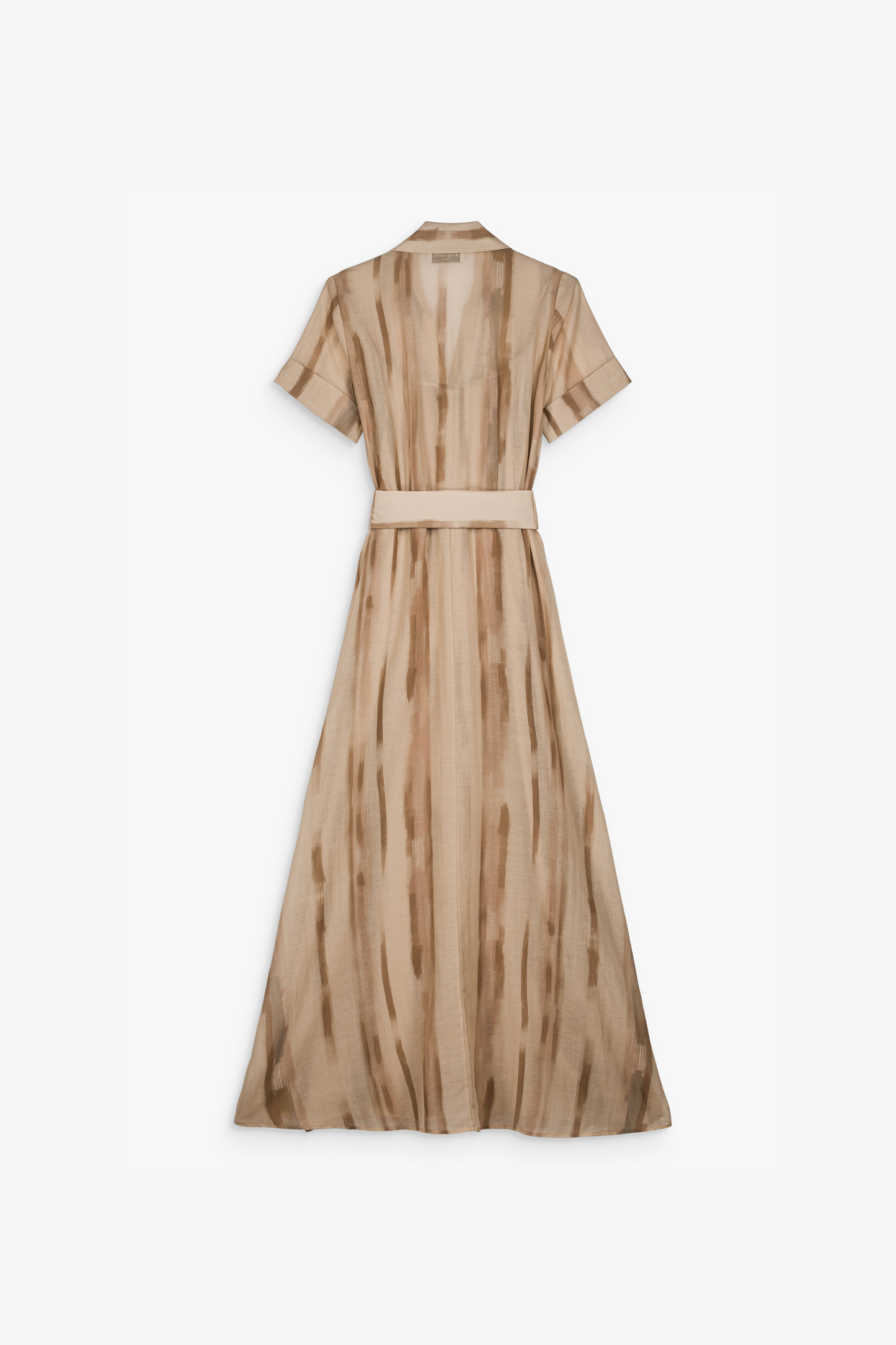 Robe chemise ceinturée en coton soie