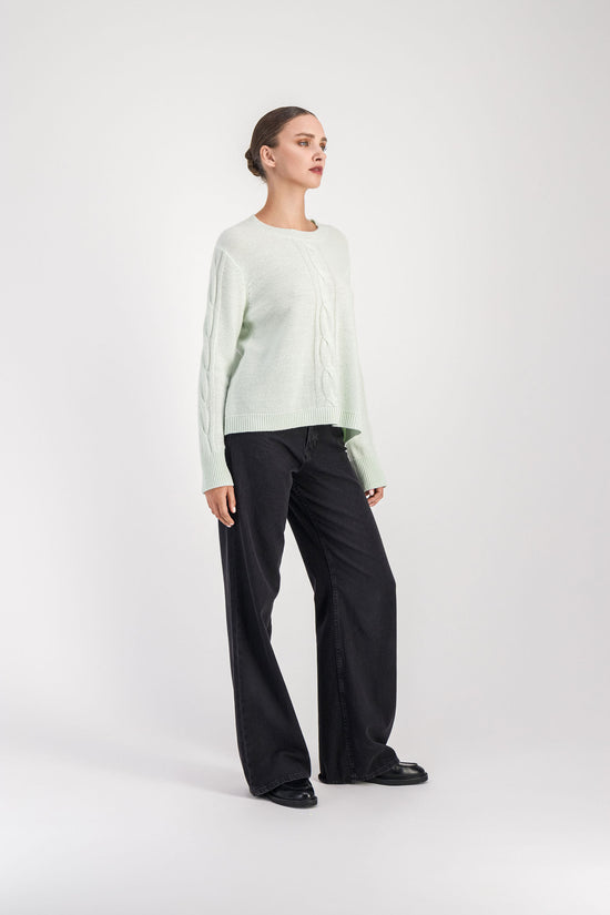 Sea Green Cashmere Cable Sweater