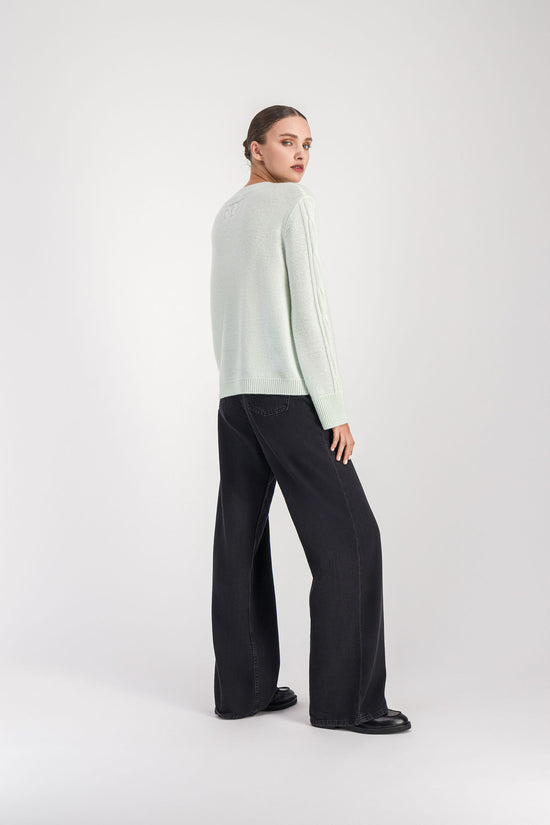 Sea Green Cashmere Cable Sweater