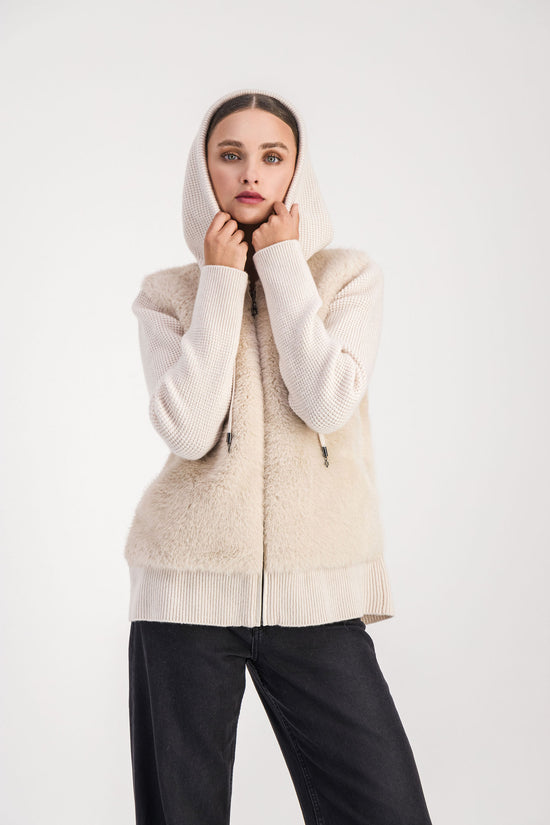 Concrete fur hooded vest