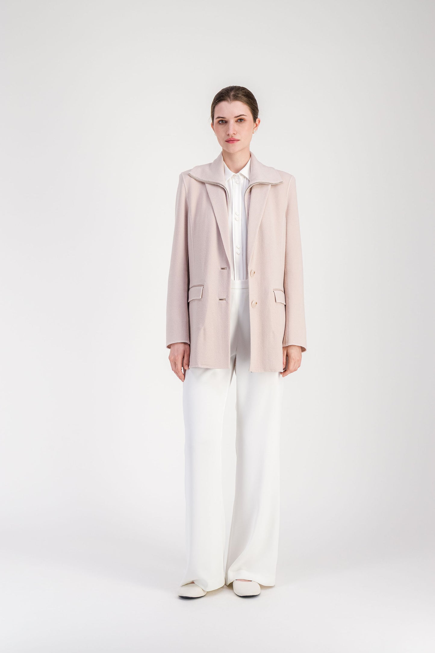 Veste tailleur beton double face à col zippé