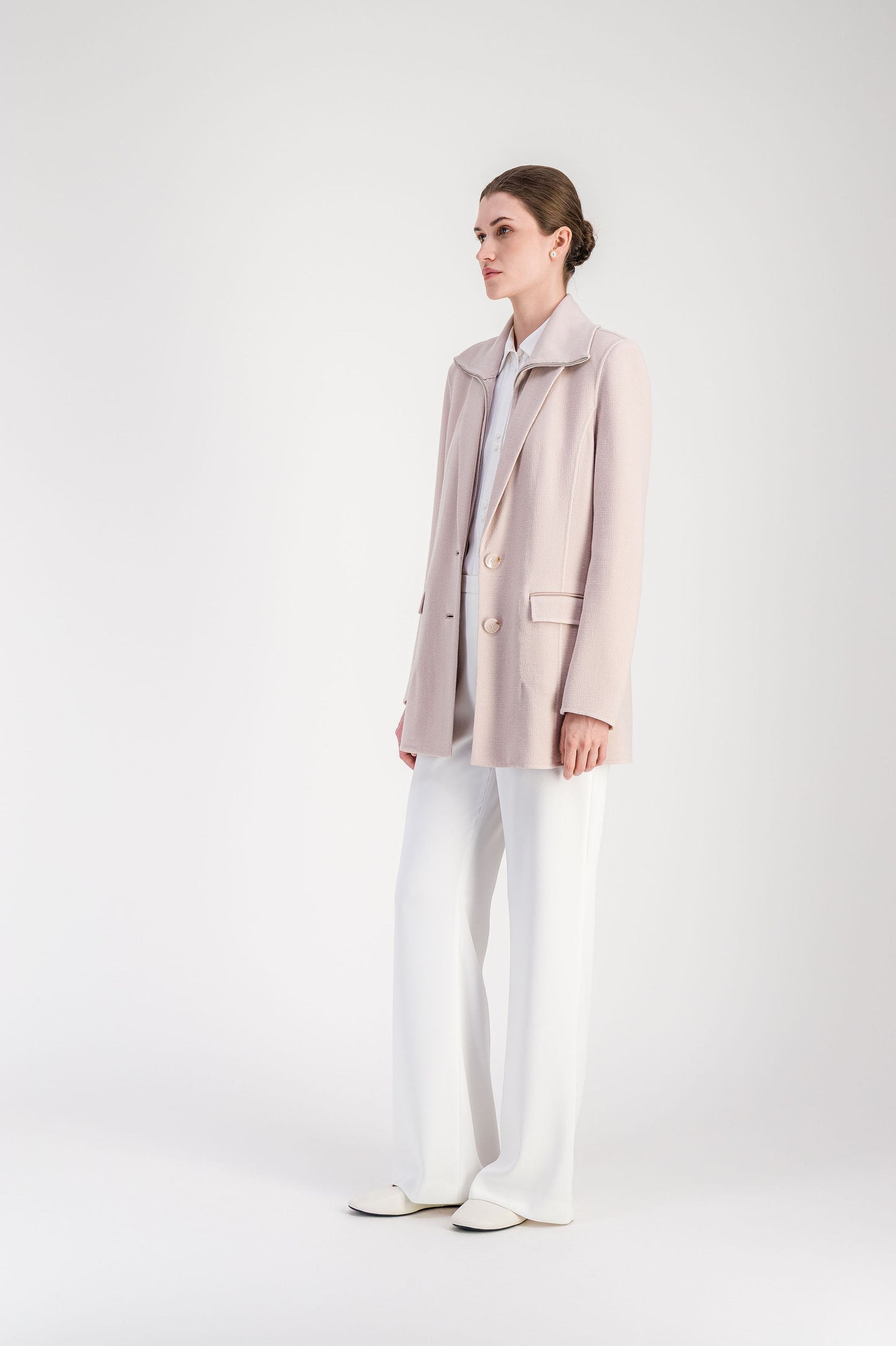 Veste tailleur beton double face à col zippé