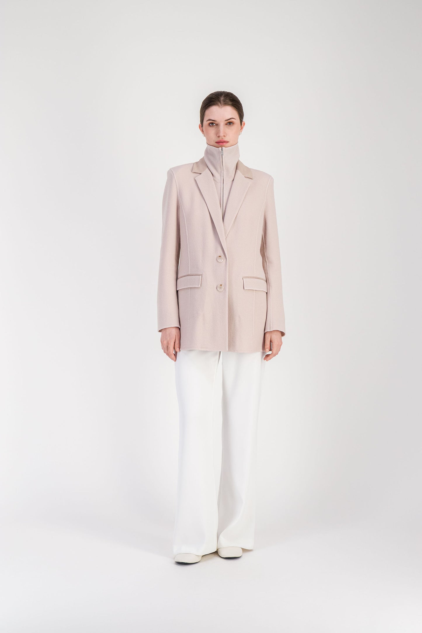 Veste tailleur beton double face à col zippé