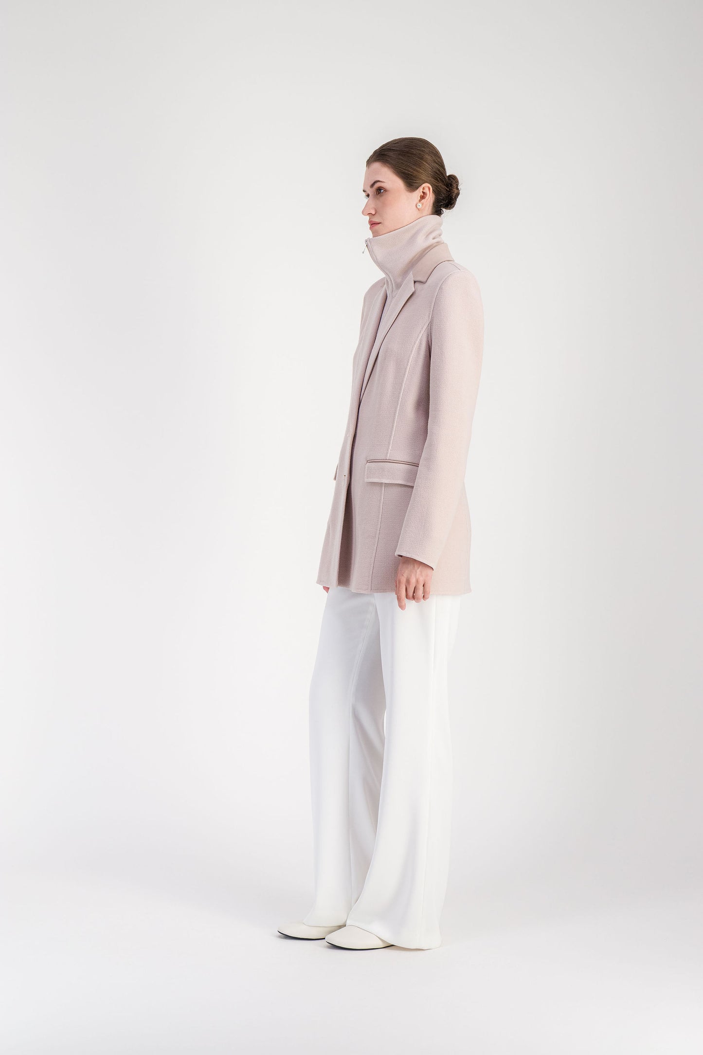 Veste tailleur beton double face à col zippé