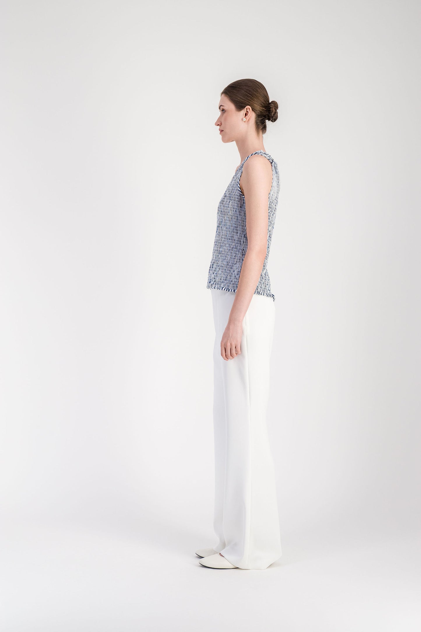 Top ample bleu denim à rayures