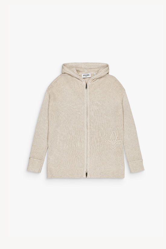Hooded vest in beige