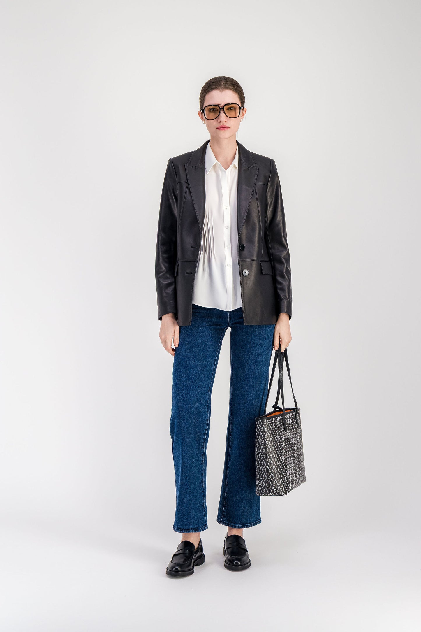 Chemise ajustée blanc cassé en soie