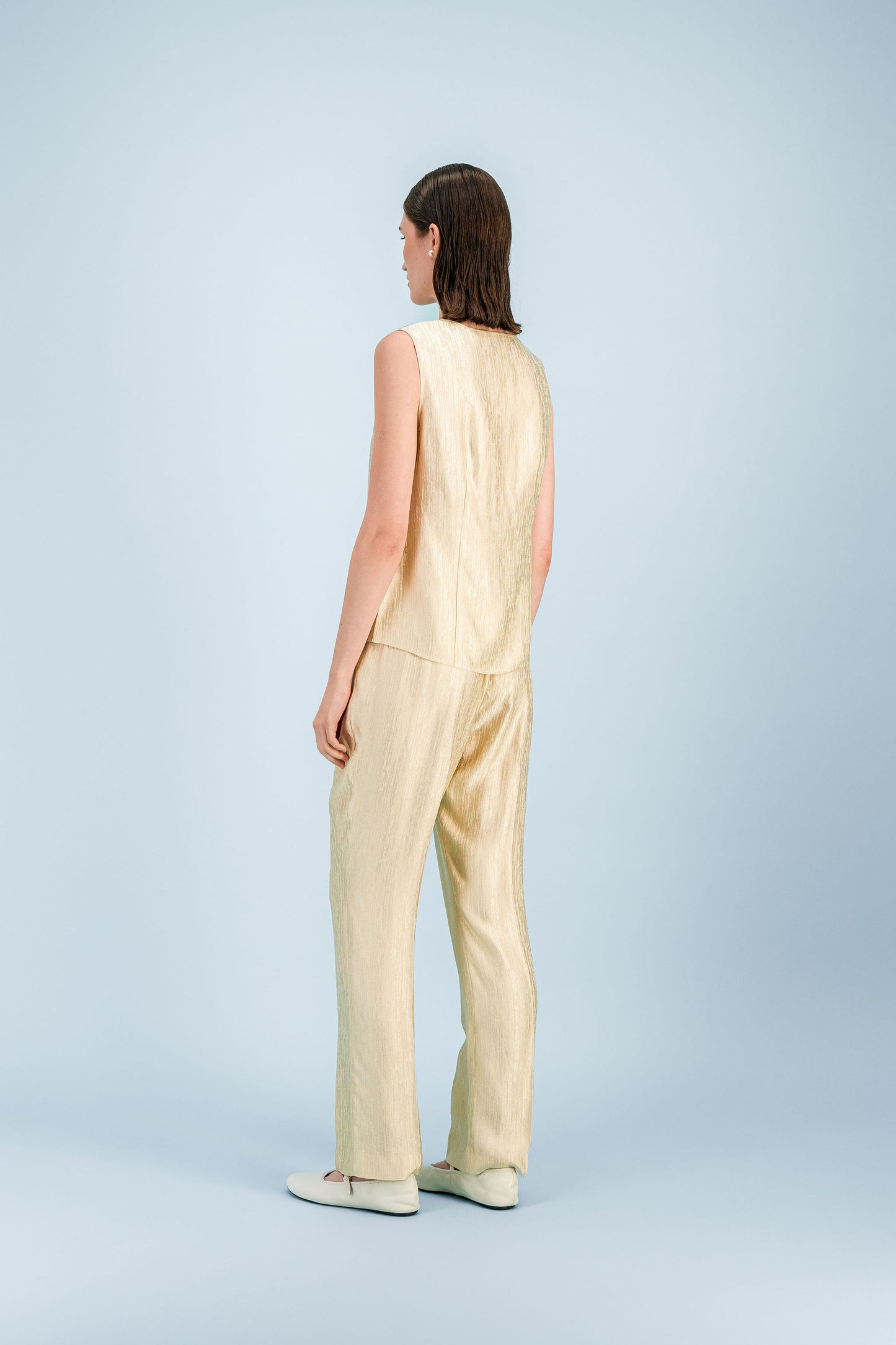 Top ample jaune clair texturée