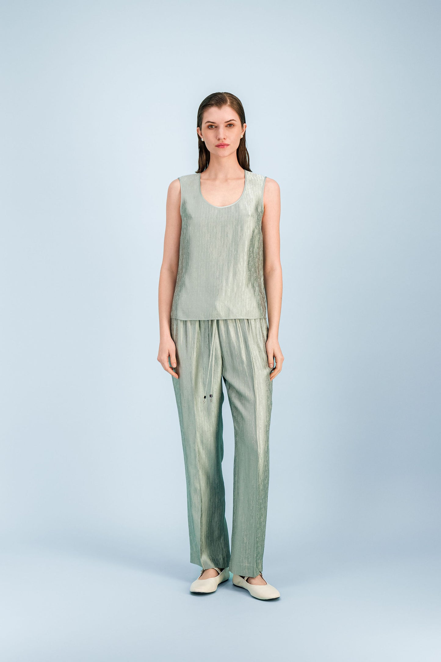 Top ample sauge texturée