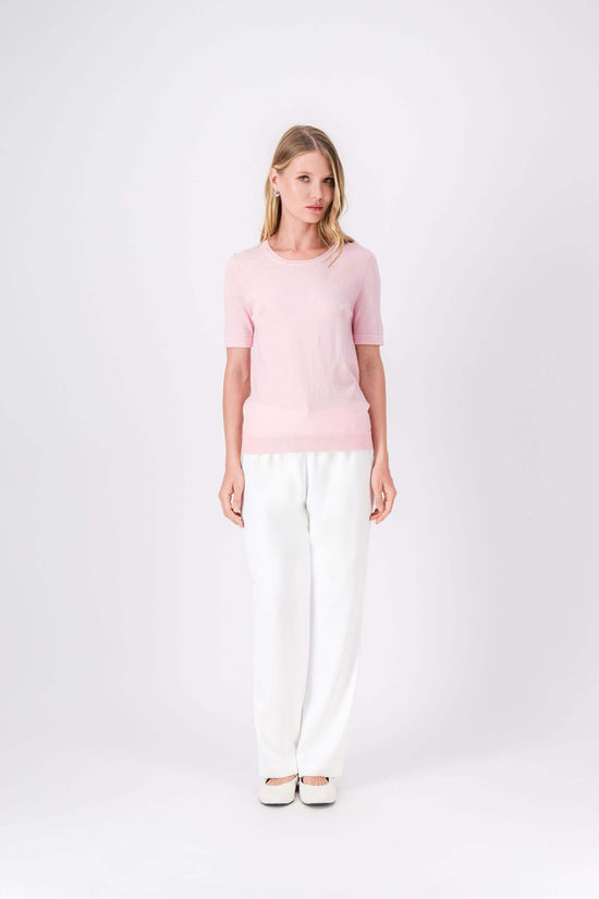 T-shirt  rose pale en maille