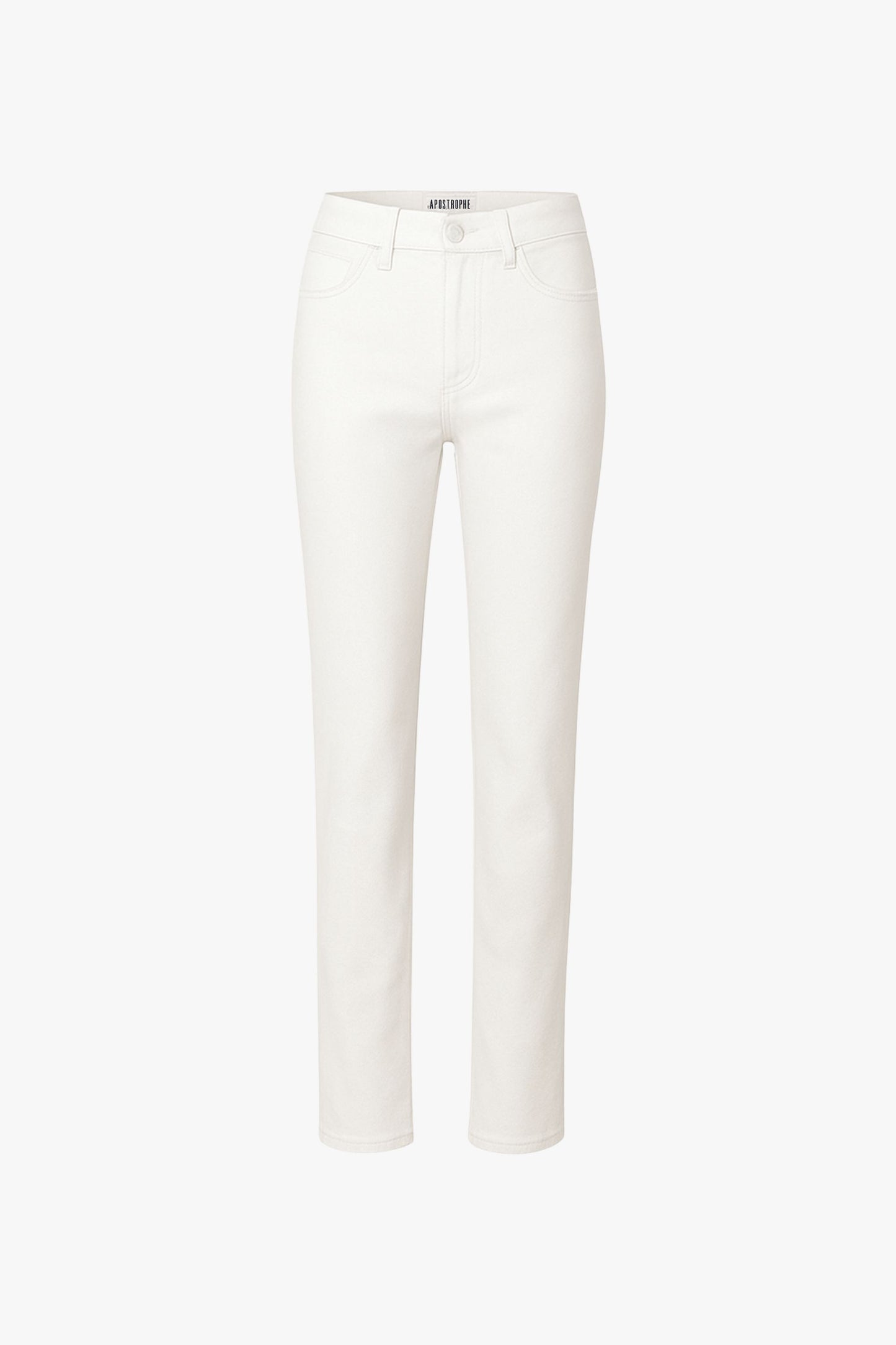 Vue de face du pantalon blanc cassé à coupe droite