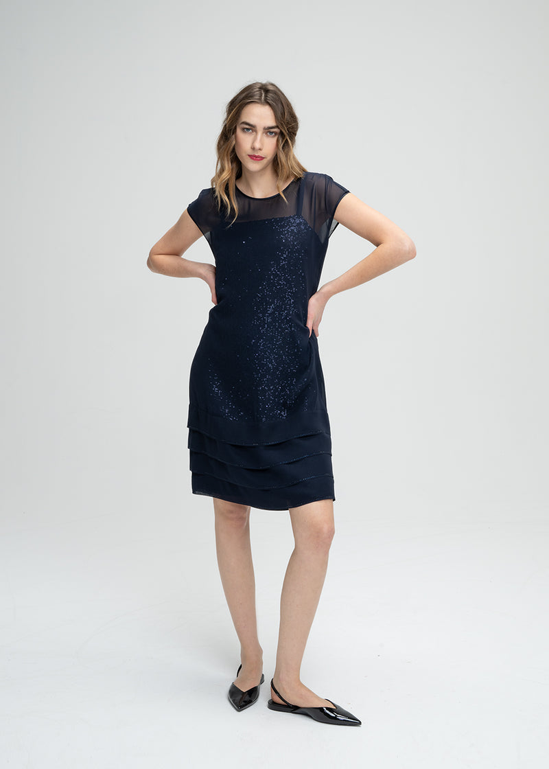 Robe APOSTROPHE Taille 42 Bleu Marine - Neuve Sans étiquettes, Style A-Line Genou