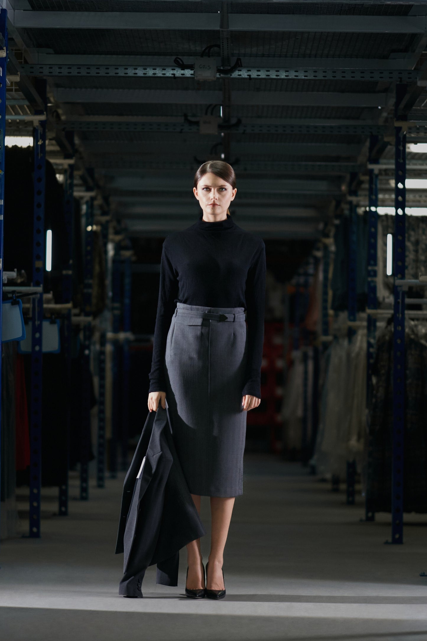 Mid-Length Straight Skirt Medium Grey