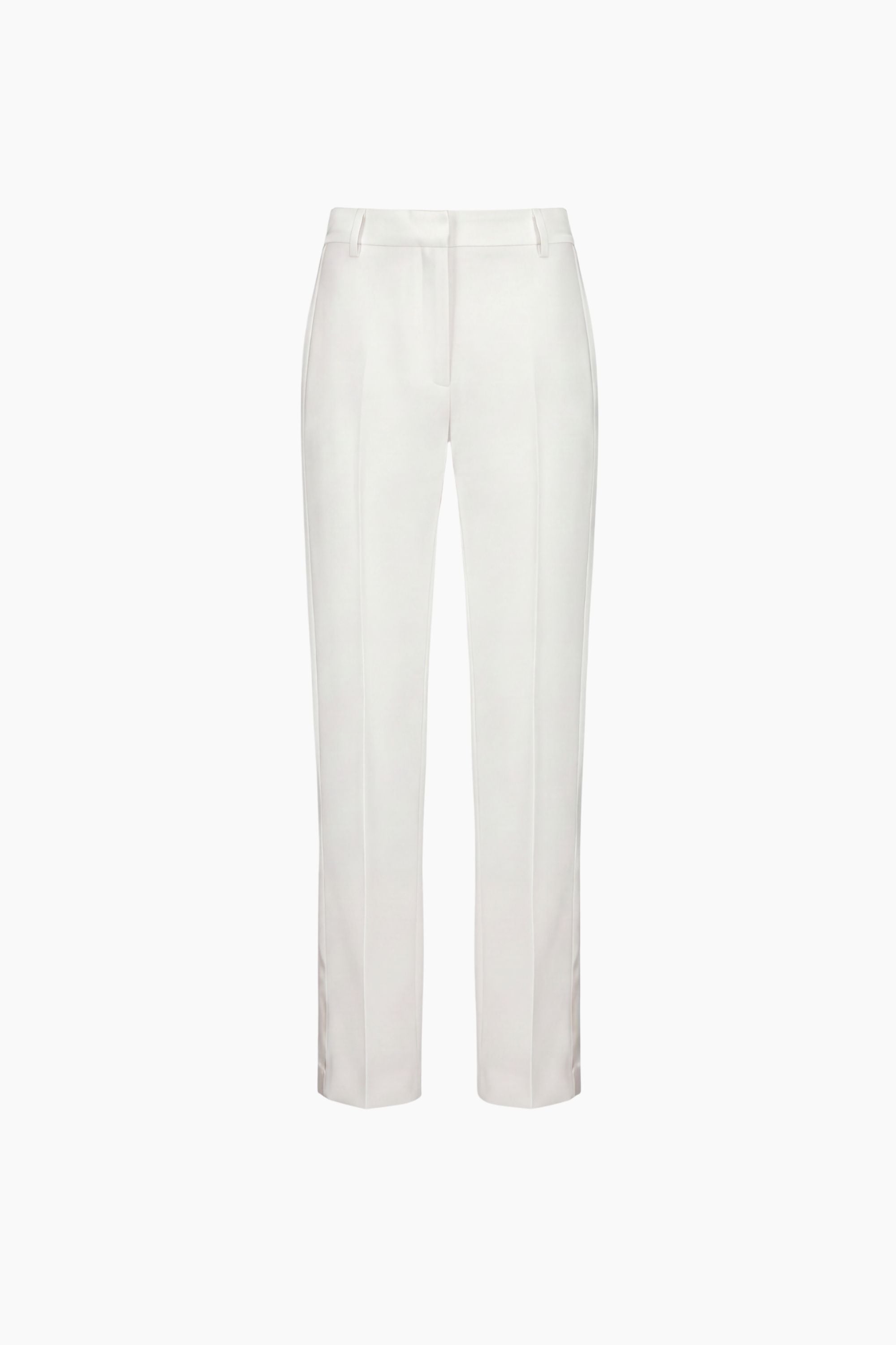 Pantalon droit blanc cassé en crêpe