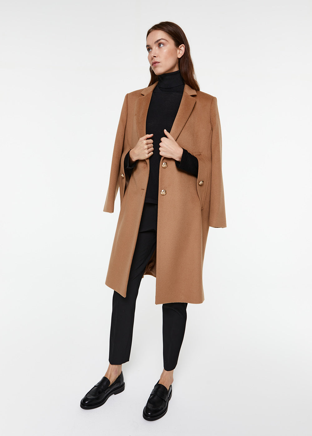 Manteau mi long discount laine