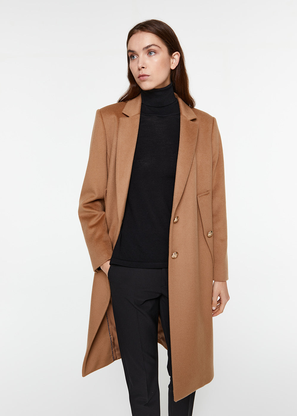 Manteau cape en laine et cachemire camel APOSTROPHE PARIS