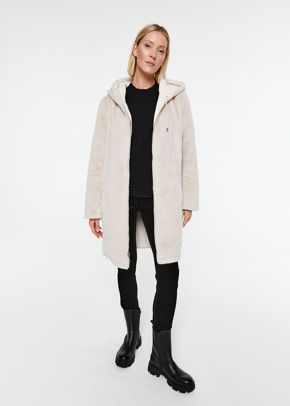 Parka r versible en fausse fourrure beige APOSTROPHE PARIS