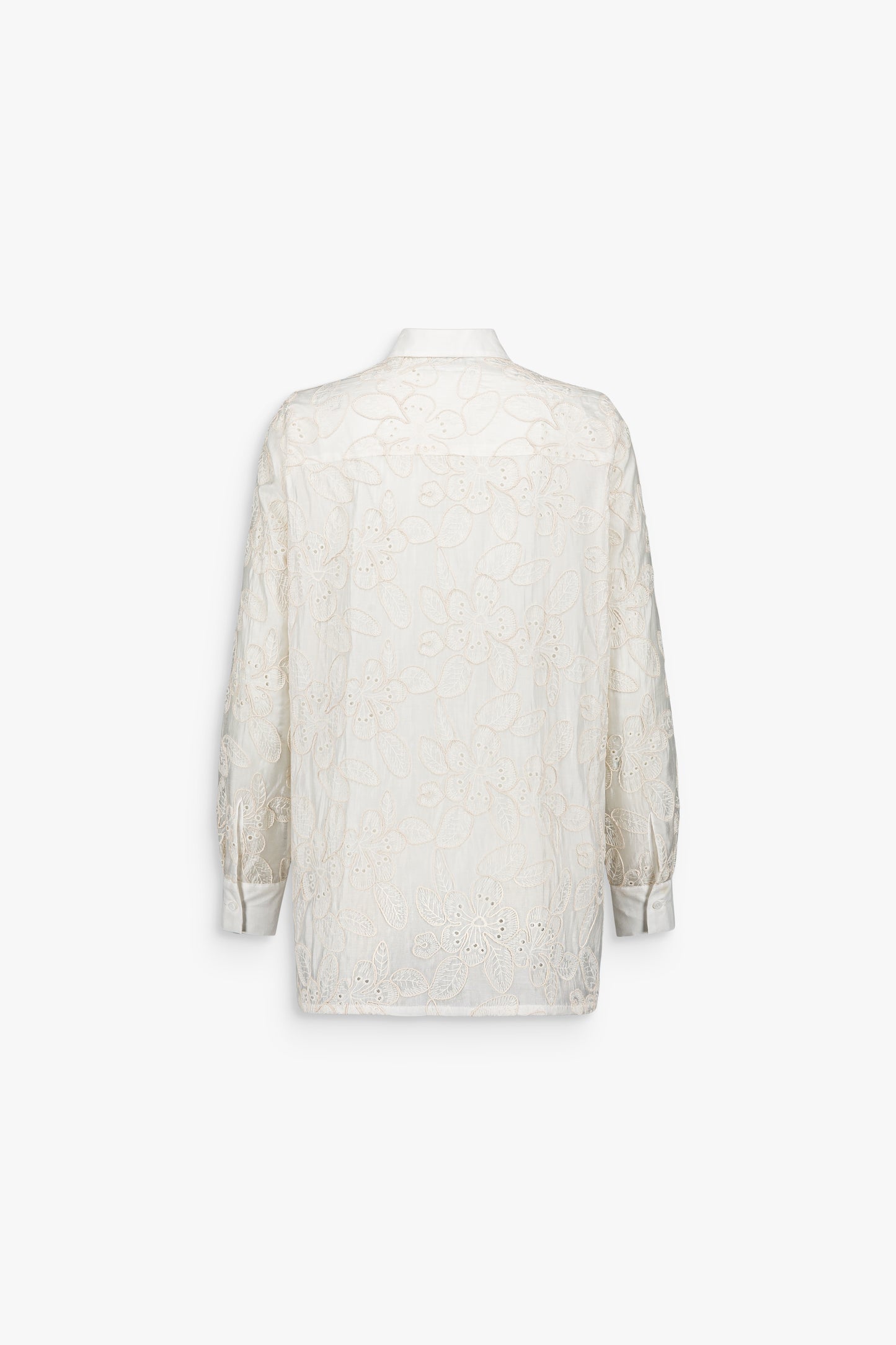 Chemise droite blanc cassé  en dentelle coton