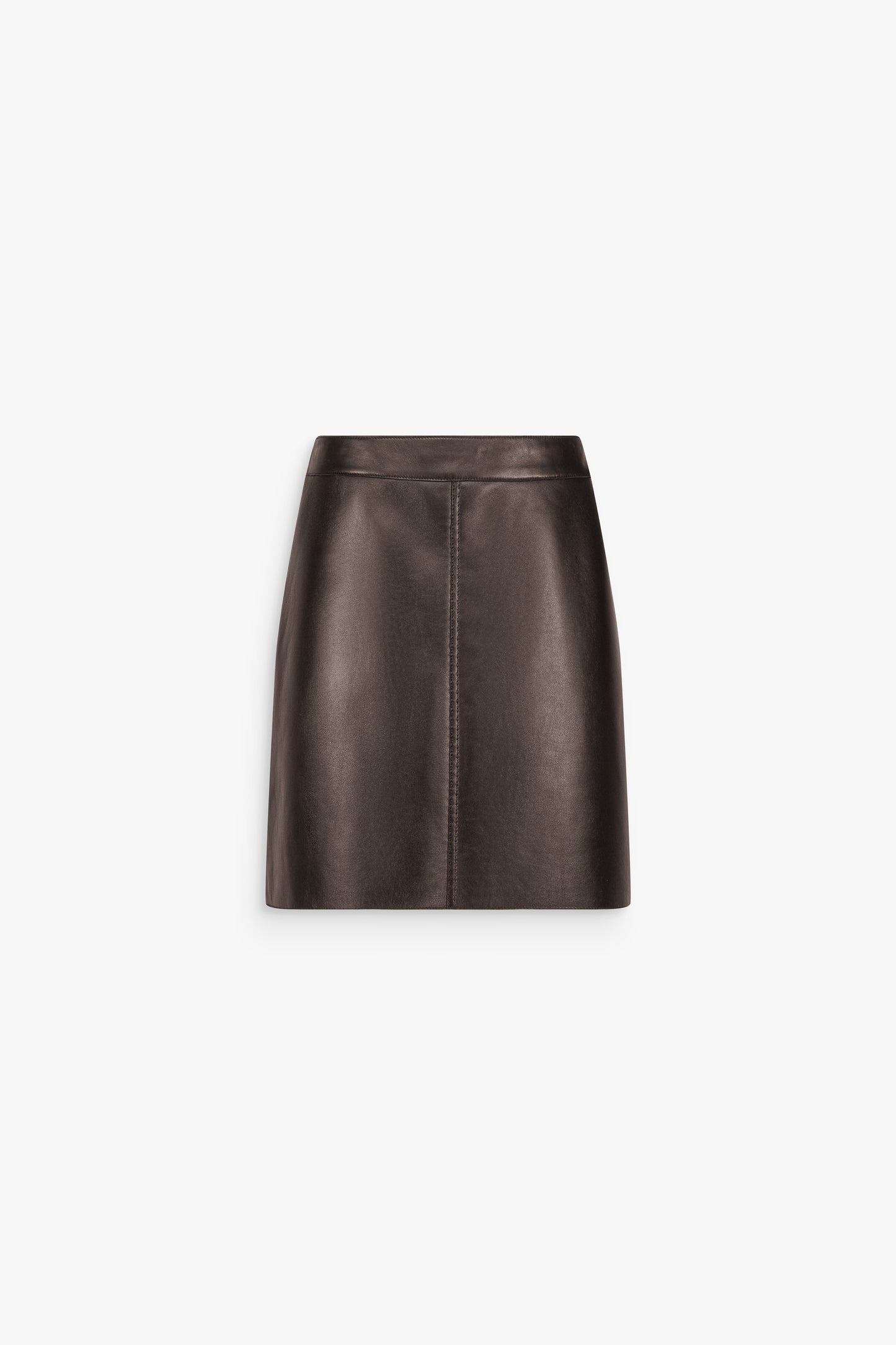 Brown leather trapeze skirt