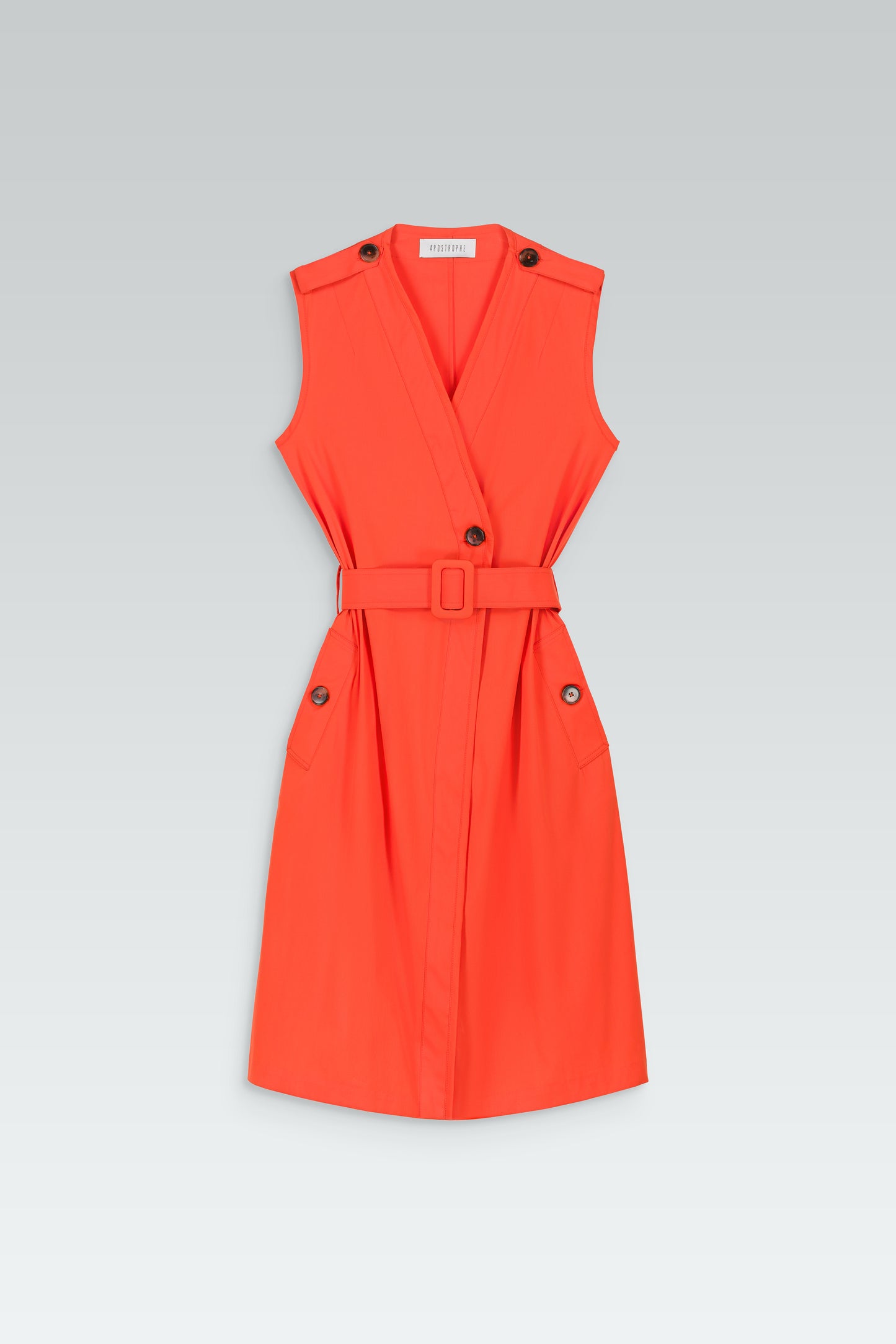 Robe trench col V corail