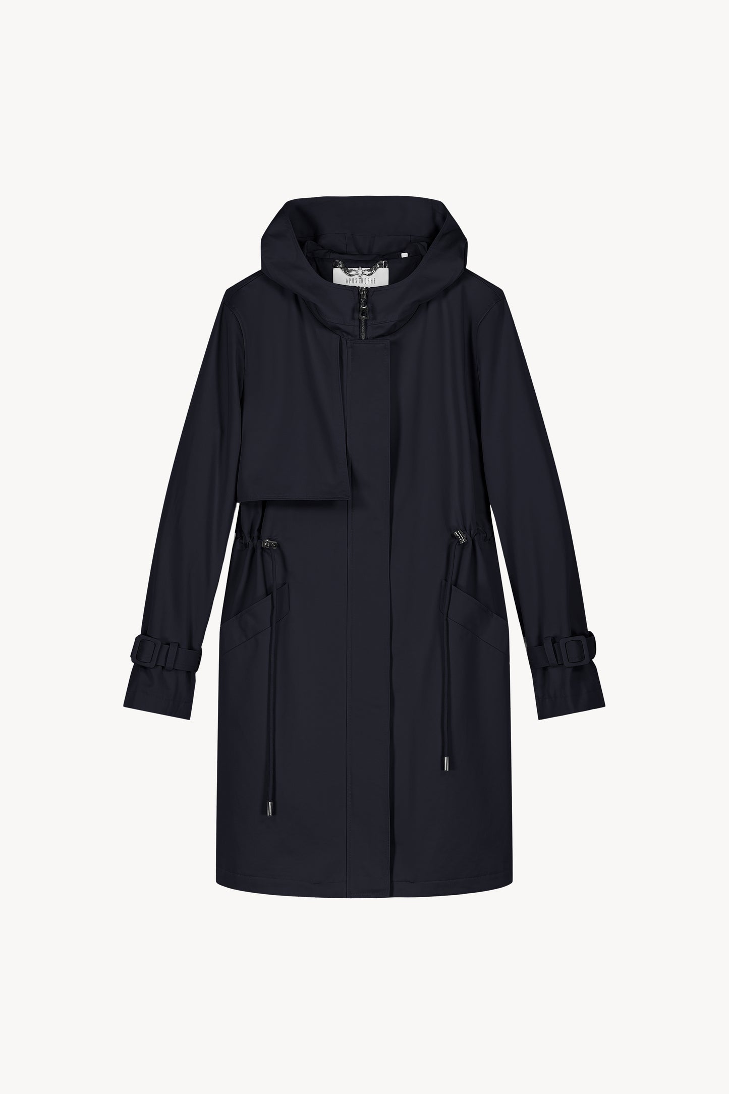 Navy mid-length hooded parka
