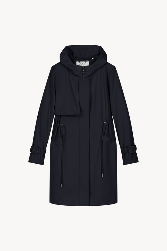 Navy mid-length hooded parka