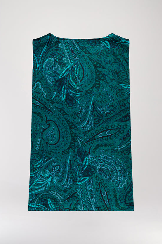 Green paisley print sleeveless top