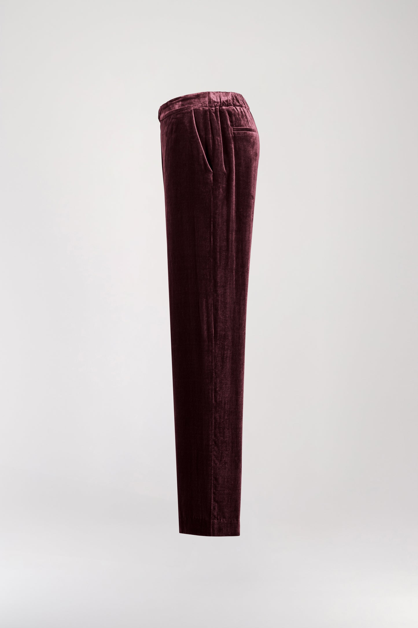 Pantalon droit en velours grenat