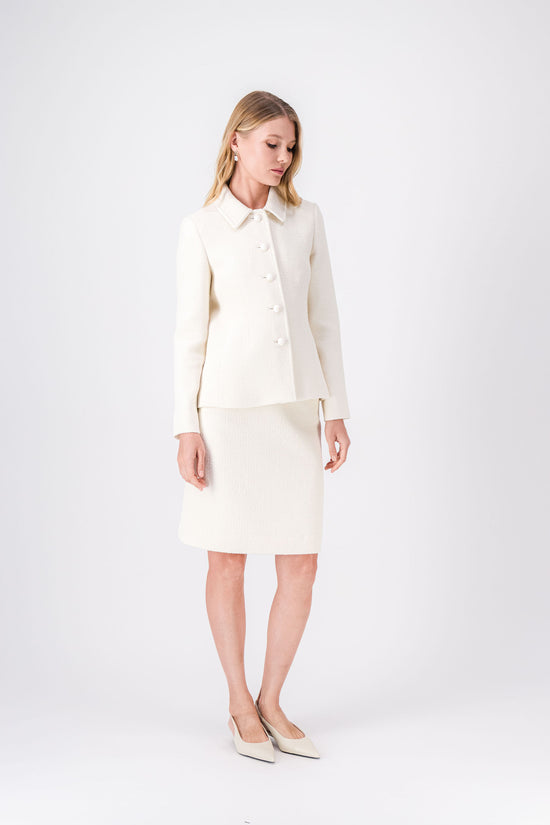 Veste blanc cassée en tweed