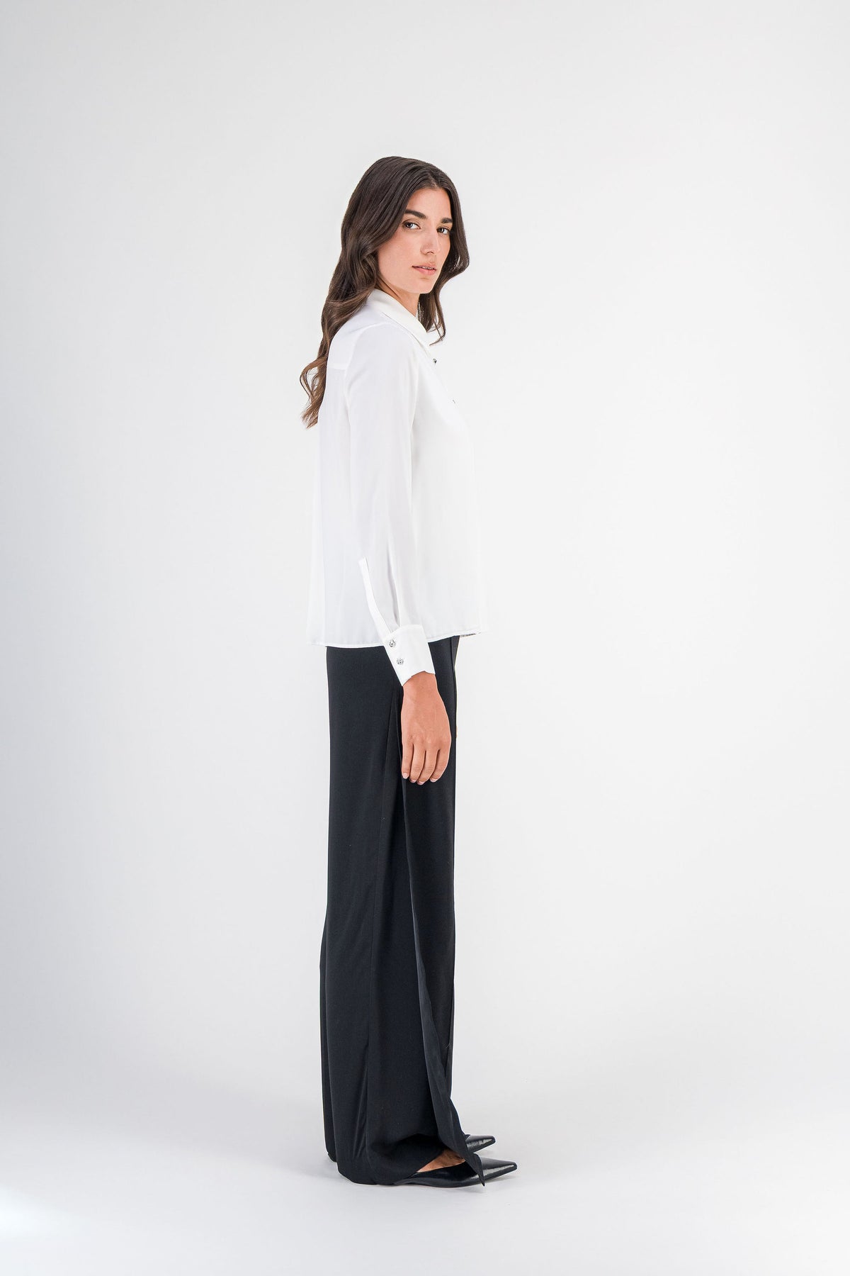 Chemise boutons bijoux blanc cassé