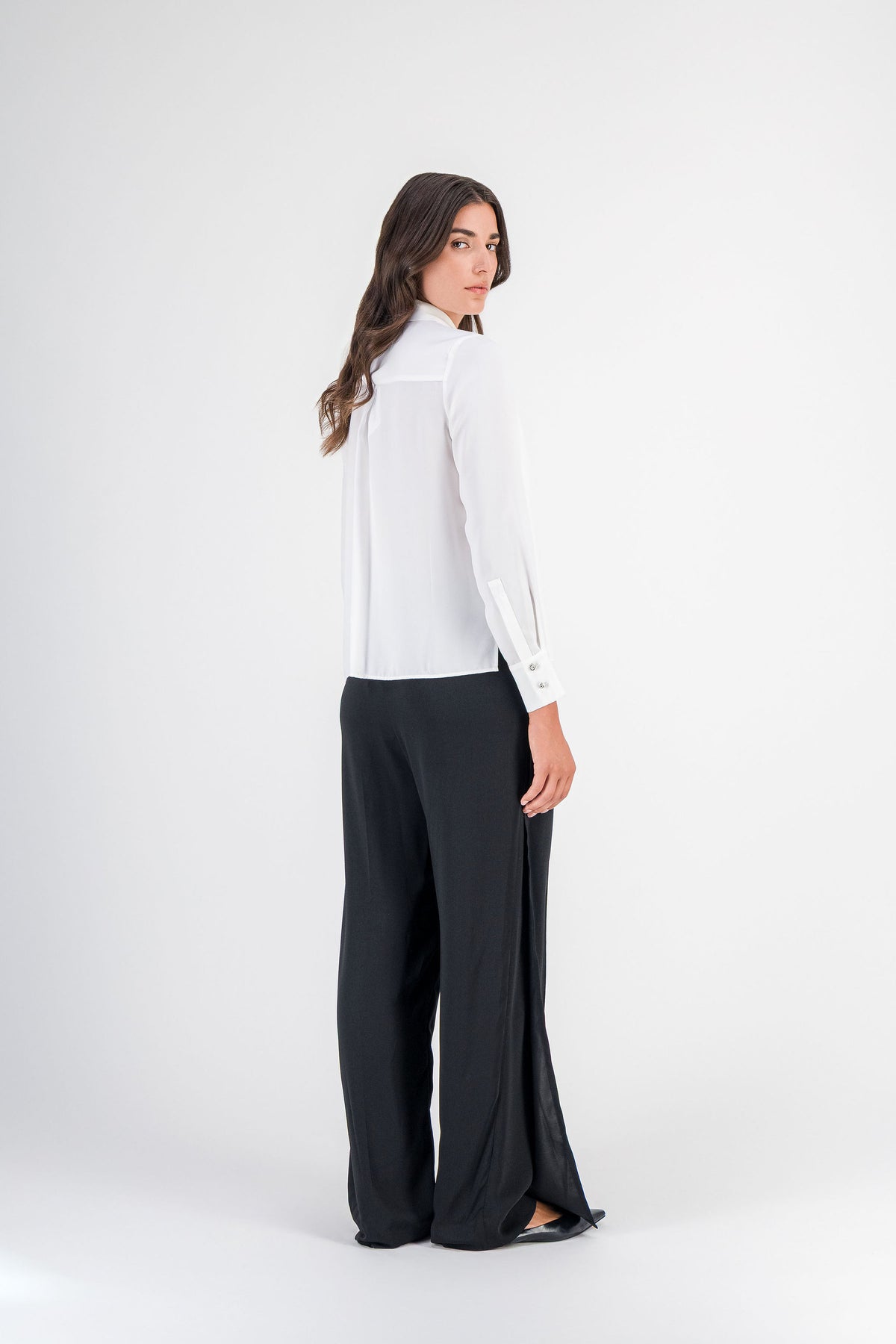 Chemise boutons bijoux blanc cassé